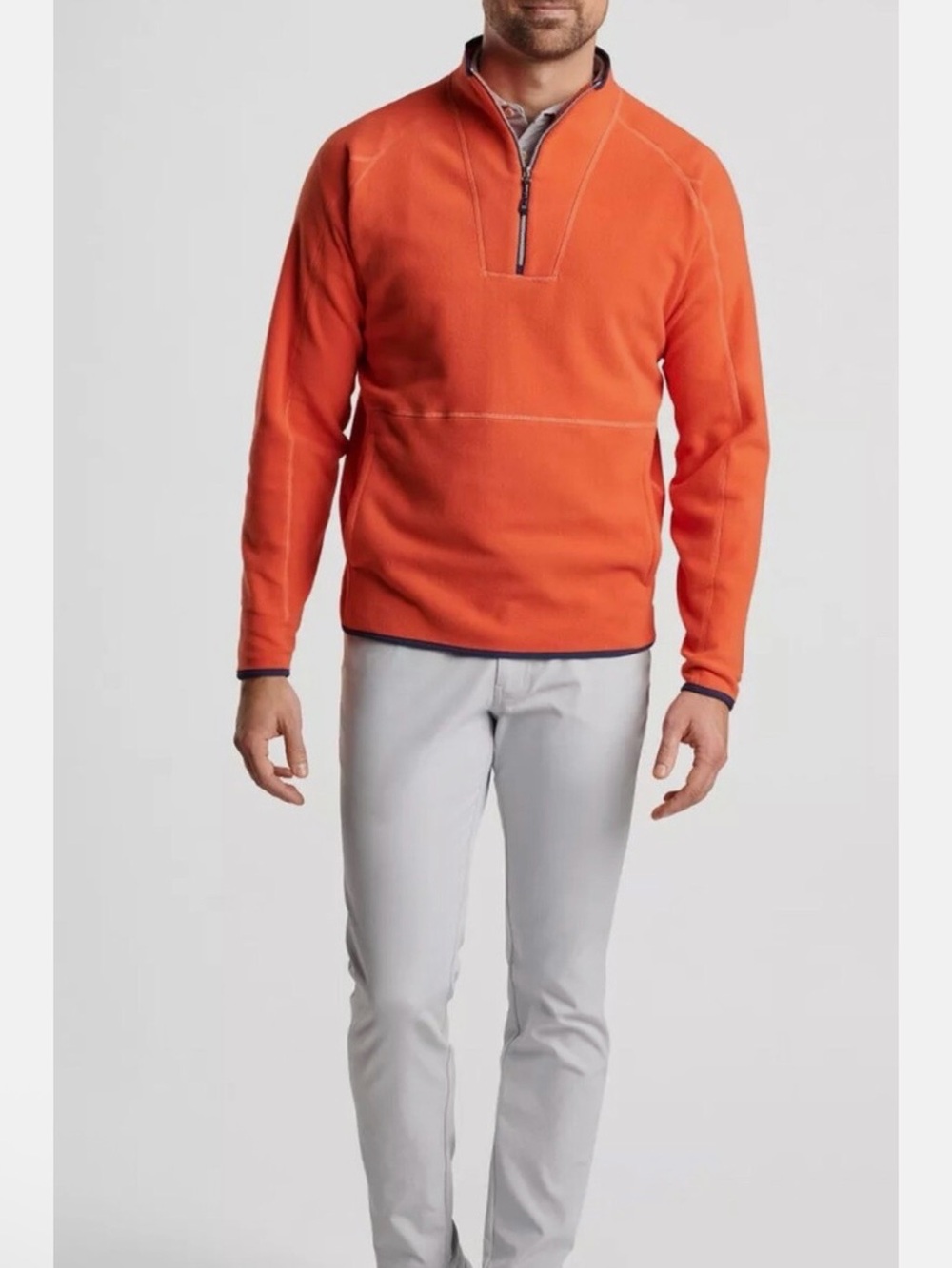 Peter Millar Orange Quarter-Zip Fleece Pullover